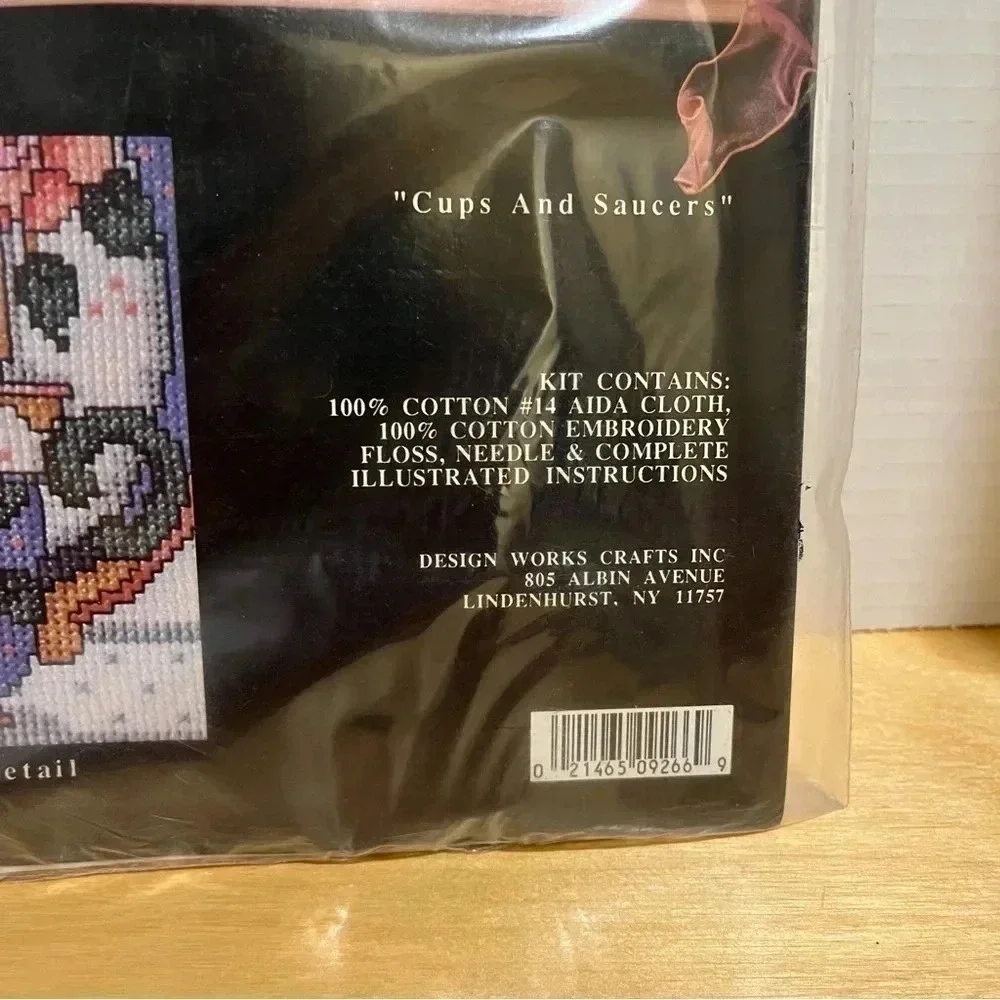 Design Works NEW Counted Cross Stitch Kit #9266 Cups and Saucers 9 x 26 inch